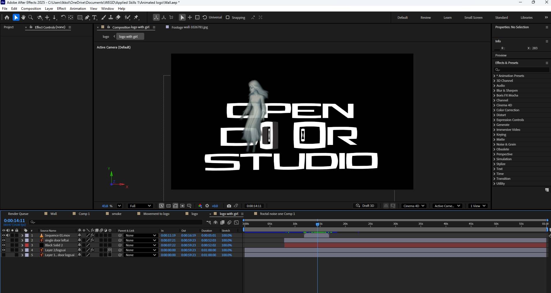 Logo with ghostly girl composition
