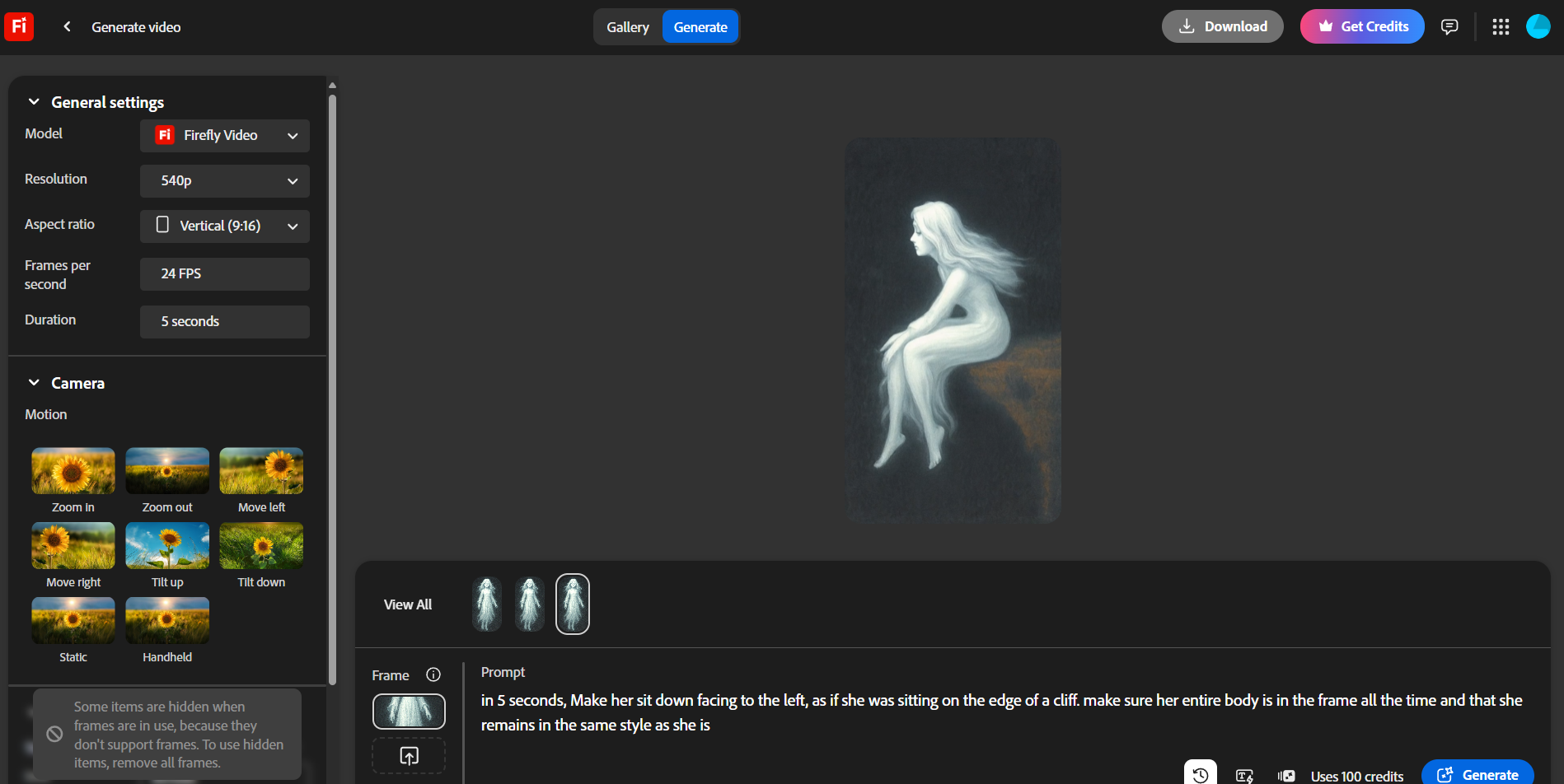 Ghostly figure generated with Adobe Firefly Video