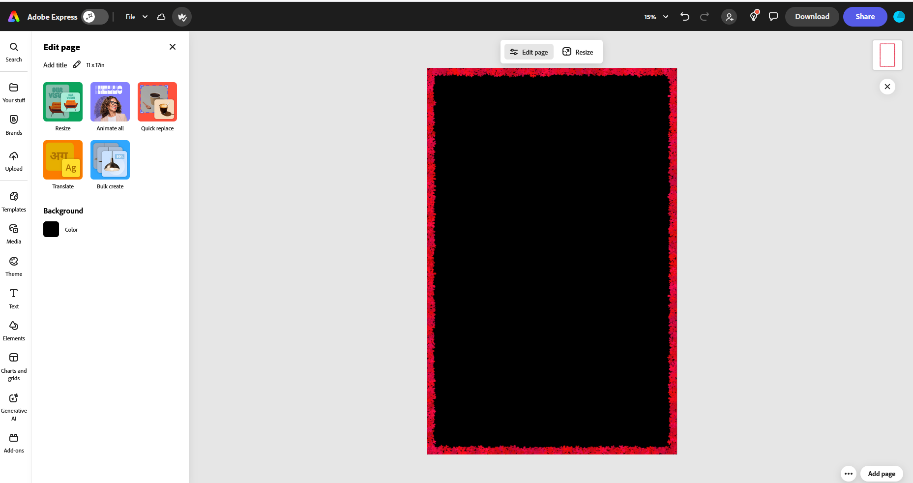 Adobe Express layout with grunge border