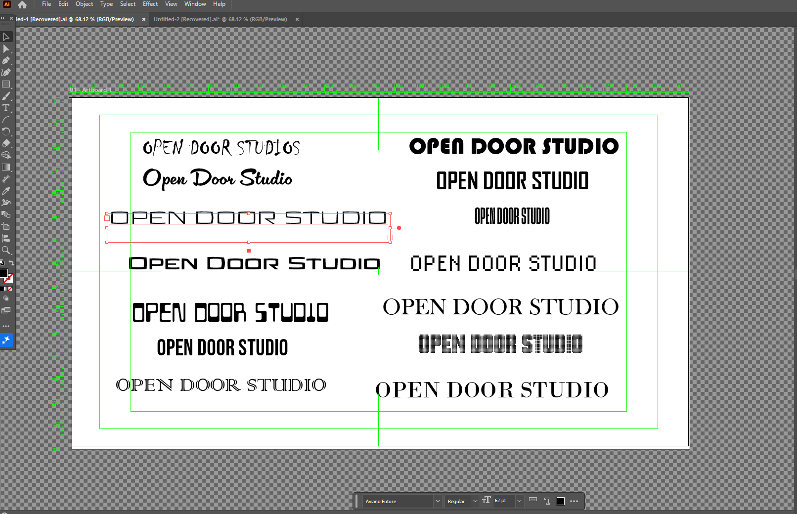 Typography exploration in Illustrator