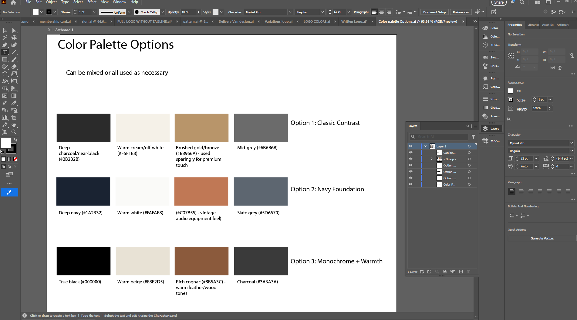 Soundmark color palette options