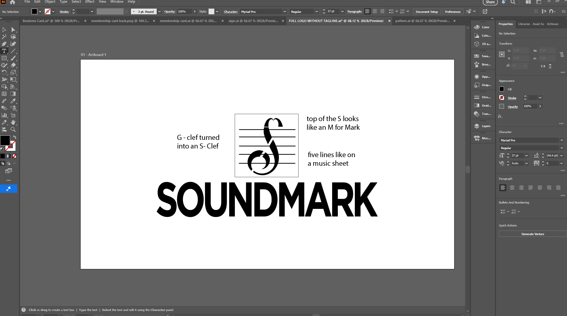 Final Soundmark logo with annotation
