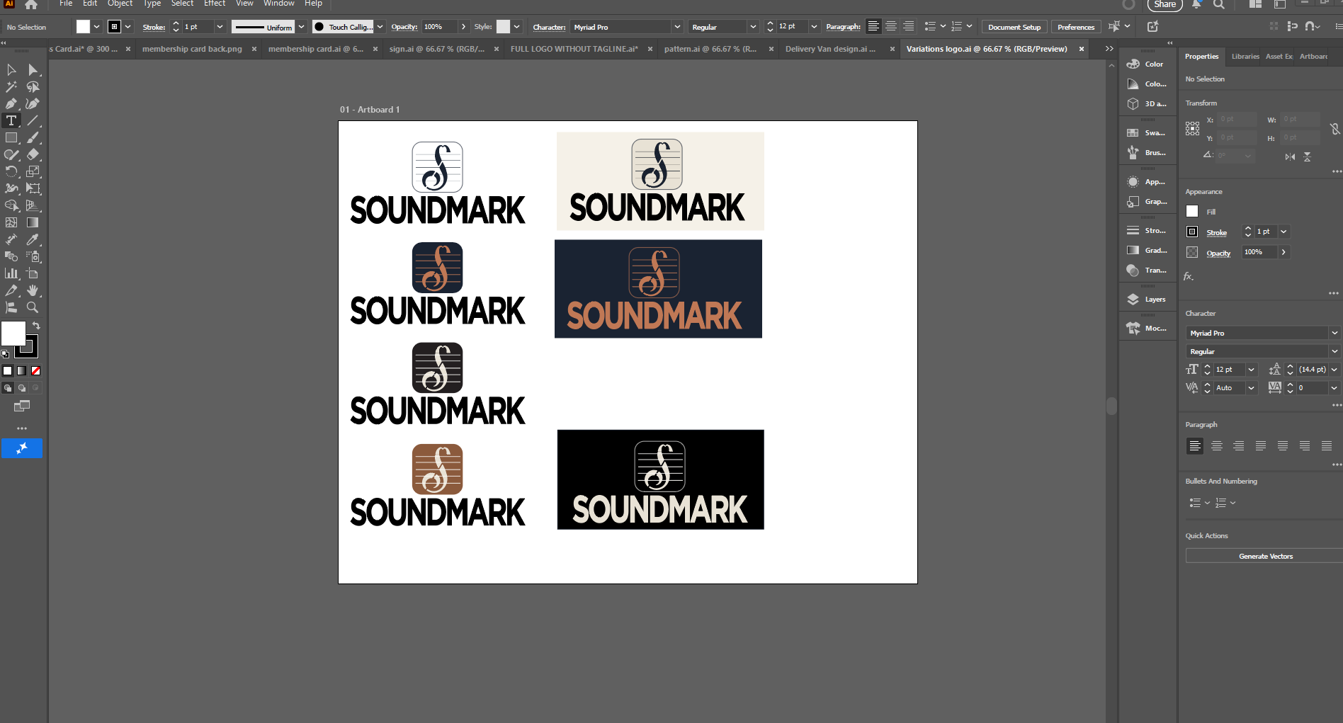 Soundmark logo in multiple color variants