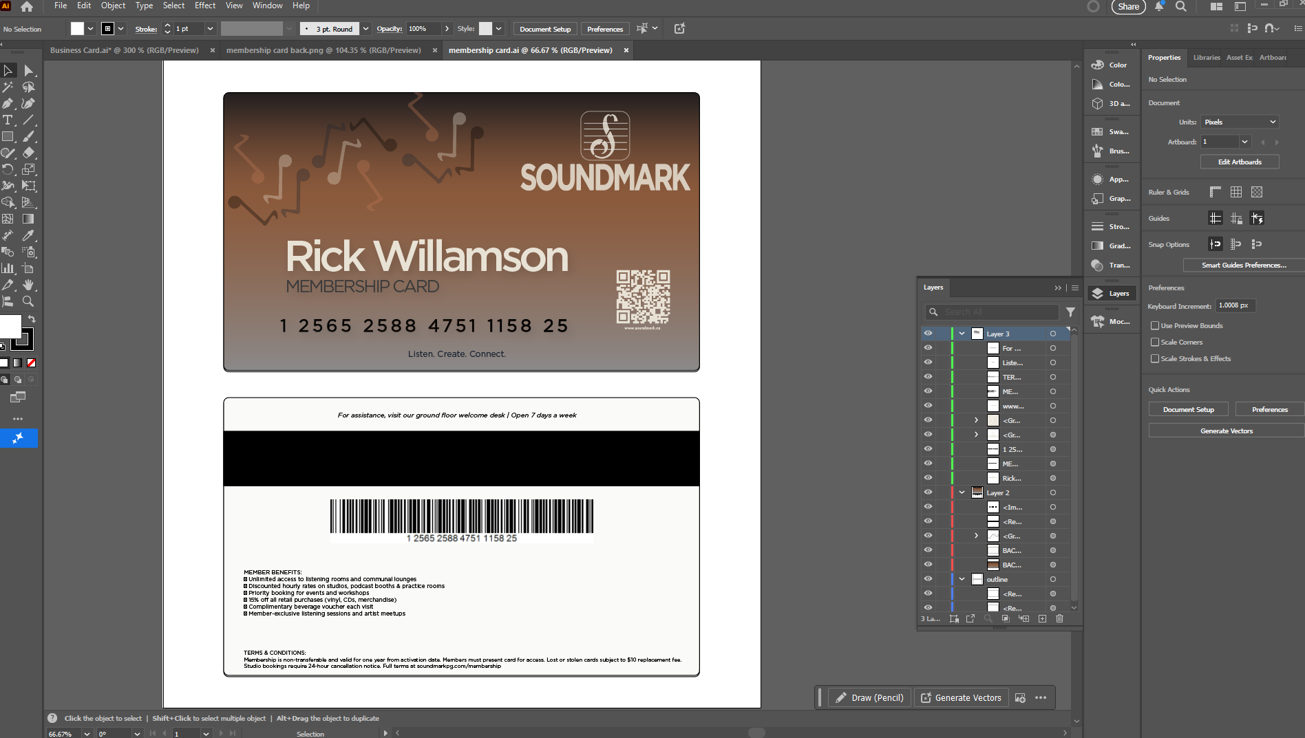 Soundmark membership card in Illustrator