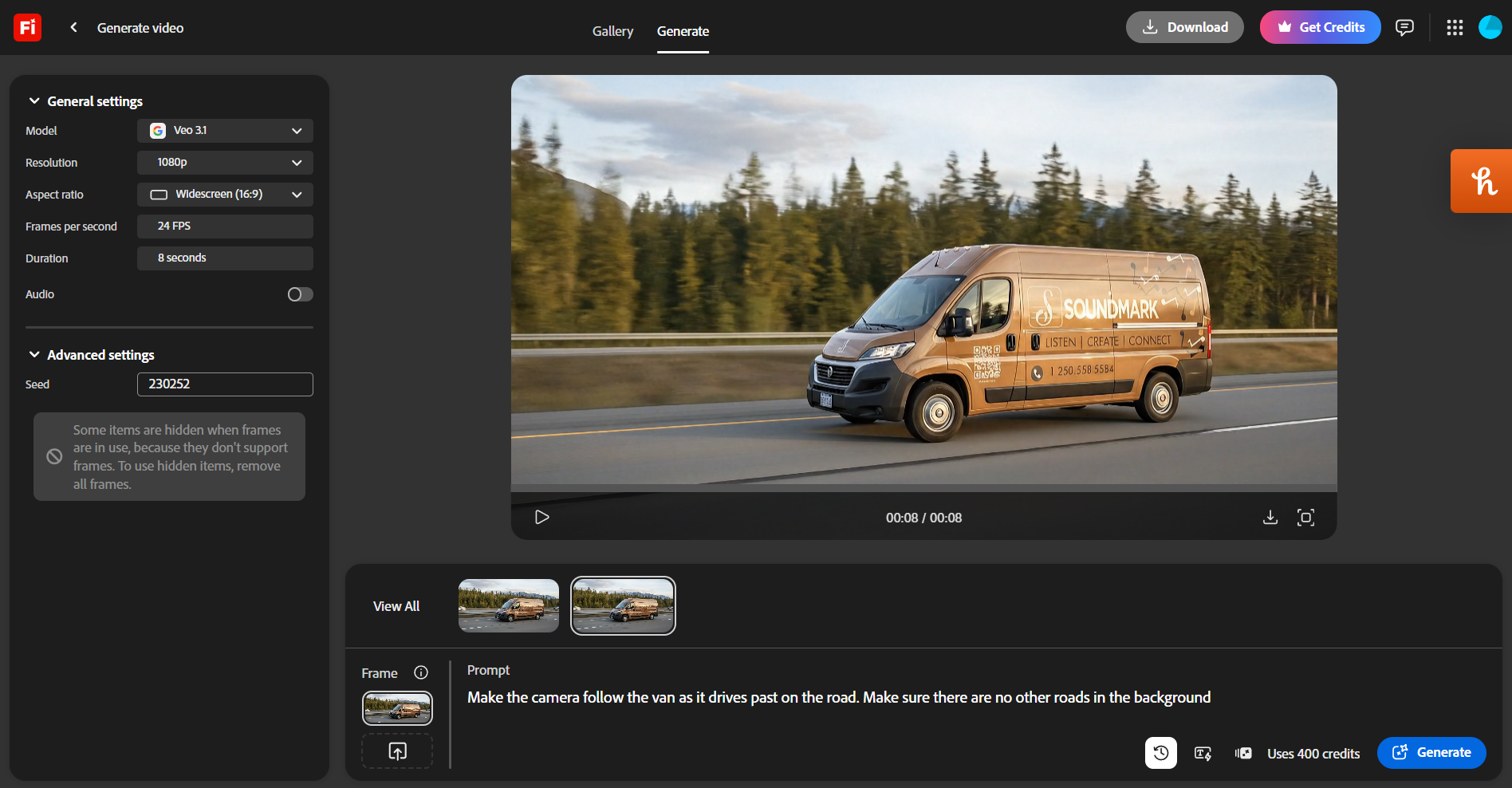 Soundmark van wrap animated with Veo 3.1